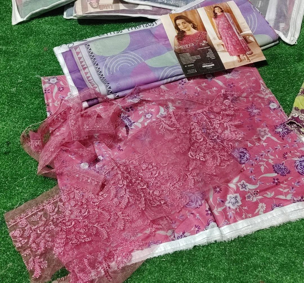 Women's Unstitched Printed Suit(3Pcs)