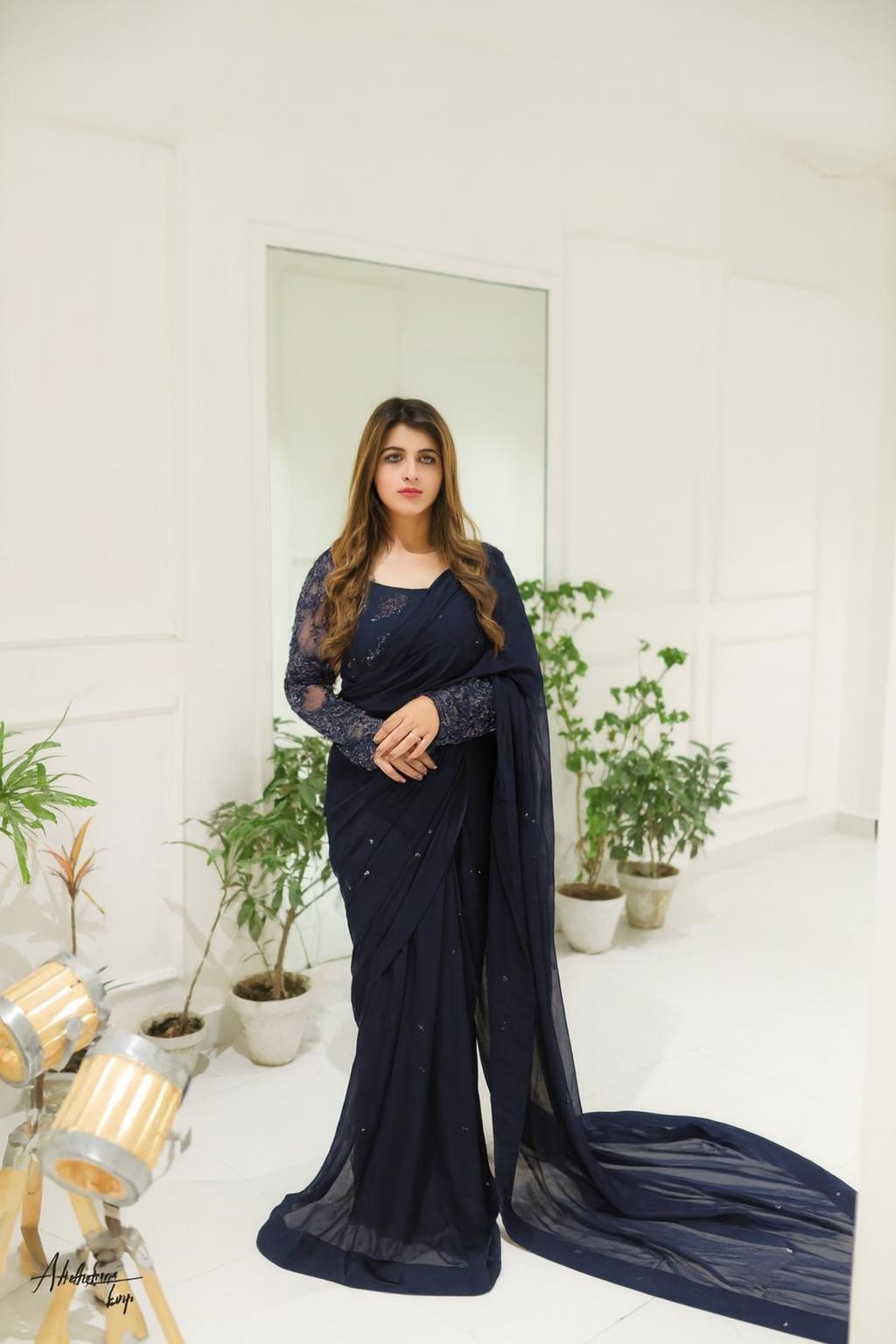 Chiffon Hand Embroidered Stitched Saree