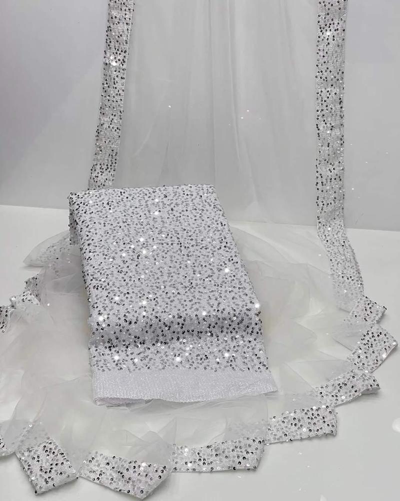 Net Shimmer Unstitched Saree