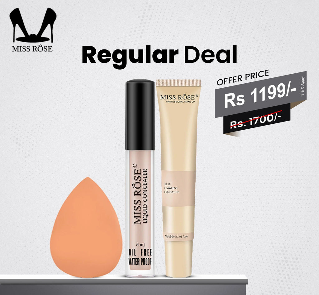 Miss Rose 3 PC Regular Deal Silk Foundation Concealer & Blender
